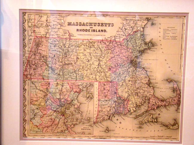 Colton's Map of Massachuseets and Rhode Island with inset map of Boston published in 1855